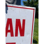 Vintage Metal White & Red "Clean Restrooms" Service Gas Station Sign Advertising