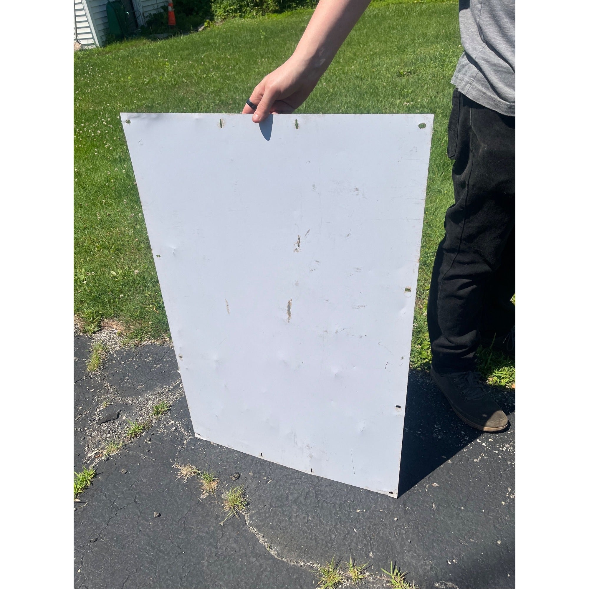 Vintage Metal White & Red "Clean Restrooms" Service Gas Station Sign Advertising