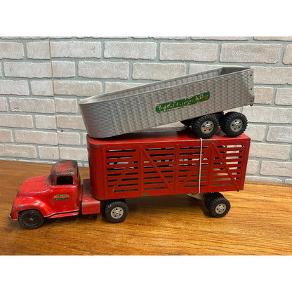 Vintage 1956 Tonka Toys Livestock Van / Cargo King - Tractor /Trailers