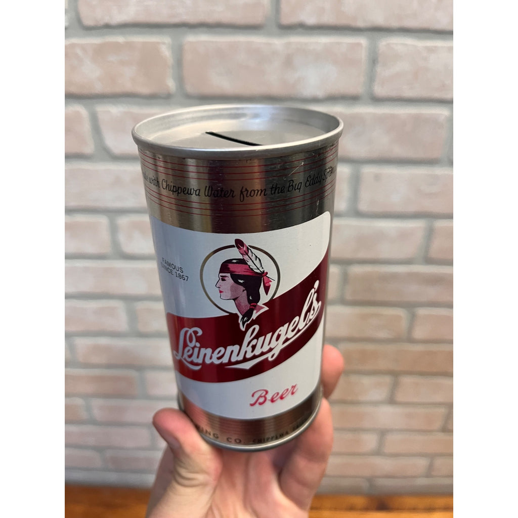 Vintage Leinenkugel's Beer Can Bank With Indian Maiden Logo Chippewa Falls, WI