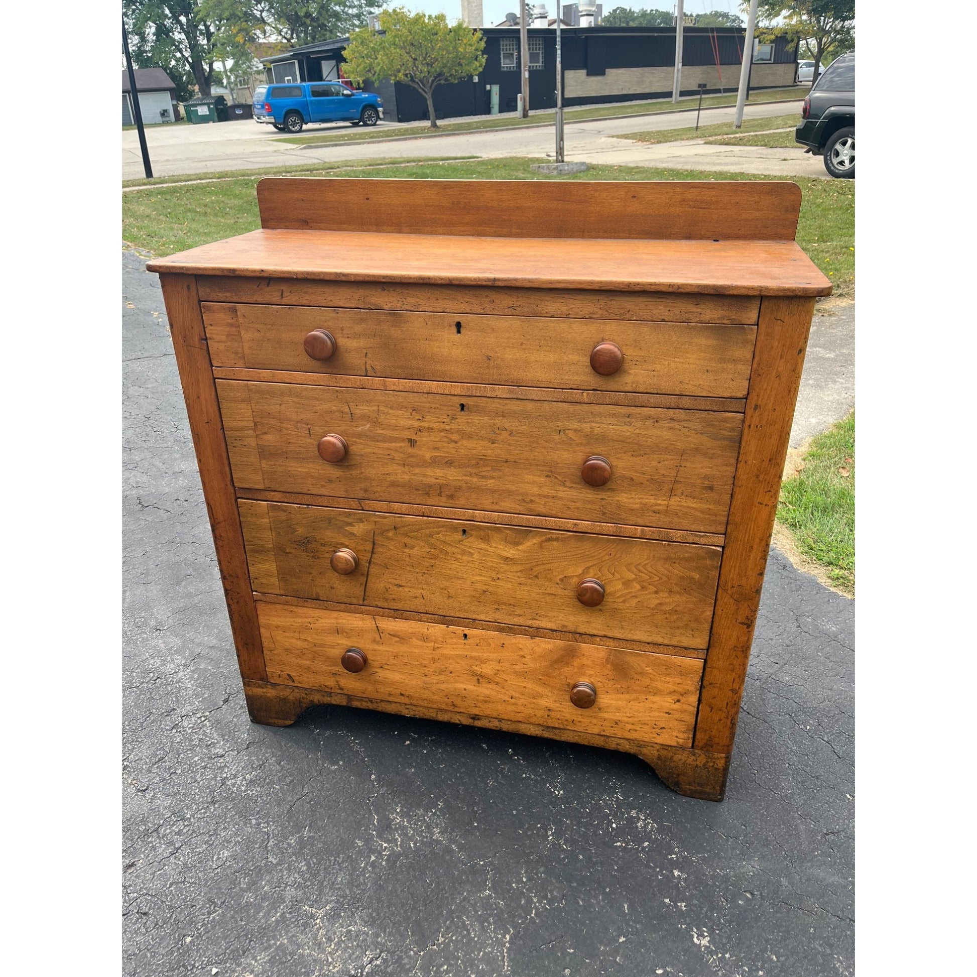 Antique Pine 4-Drawer Dresser Chest of Drawers Primitive Farmhouse
