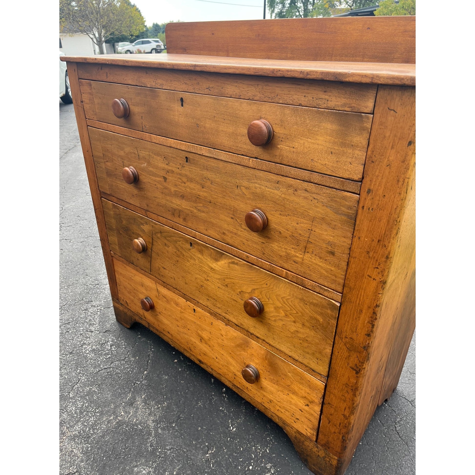 Antique Pine 4-Drawer Dresser Chest of Drawers Primitive Farmhouse