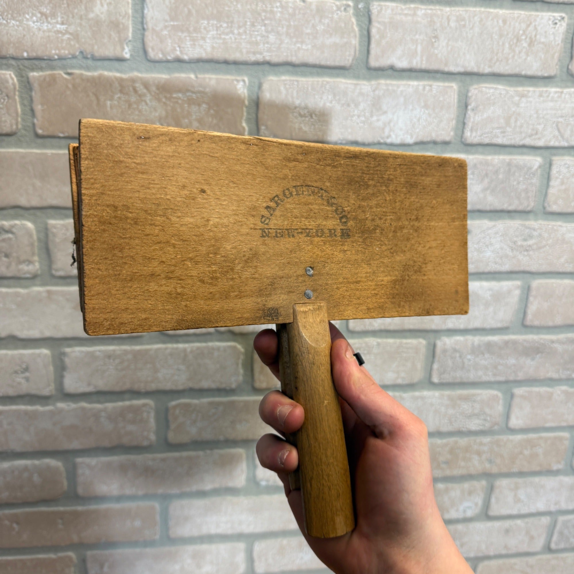 Antique Sargent & Co. Wool Carder Wood Tool Primitive Farmhouse Tool