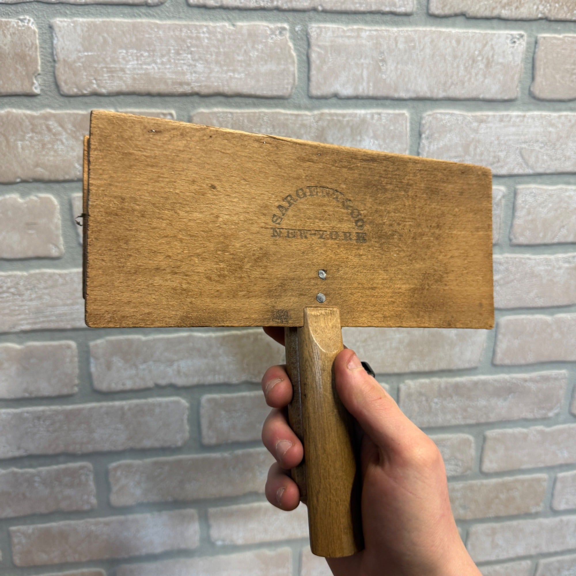 Antique Sargent & Co. Wool Carder Wood Tool Primitive Farmhouse Tool