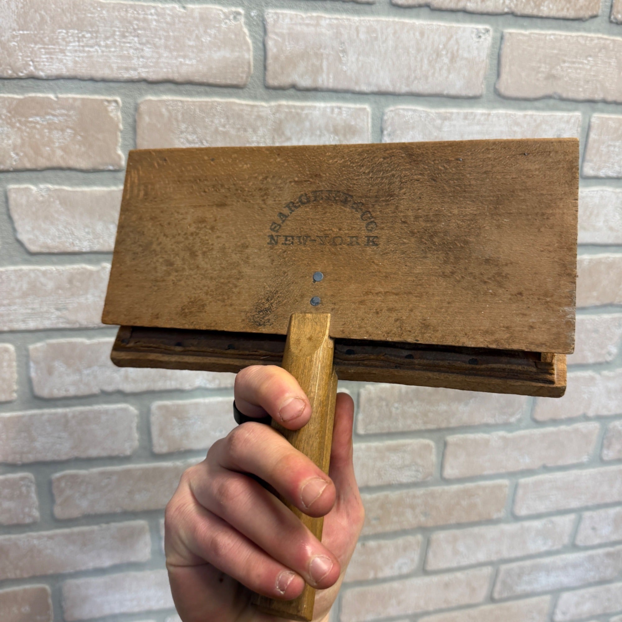 Antique Sargent & Co. Wool Carder Wood Tool Primitive Farmhouse Tool