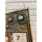 Antique Solid Brass US Post Office Eagle Box Door Corbin 2 Dial Combination #7