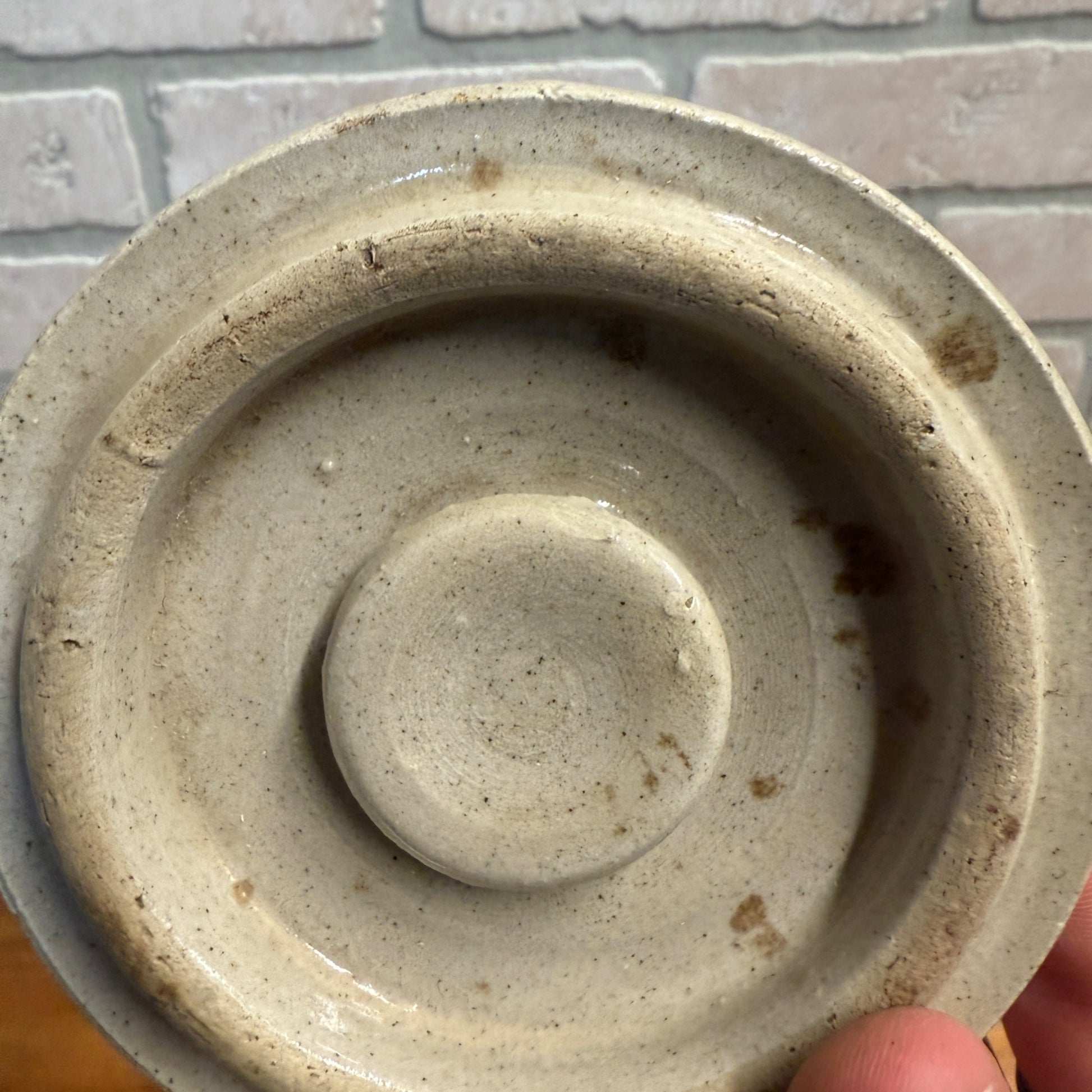 Vintage Storeware Crock Lid Bean Pot Lid Beige Off-White - 4.25" Diameter