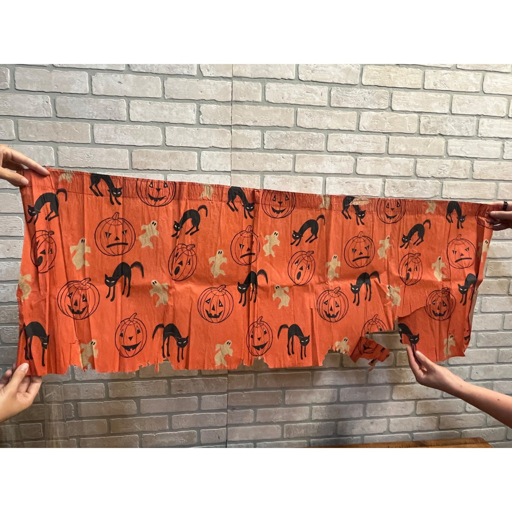 Vintage 1940s Halloween Crepe Paper Banner JOL Black Cats - As-Is
