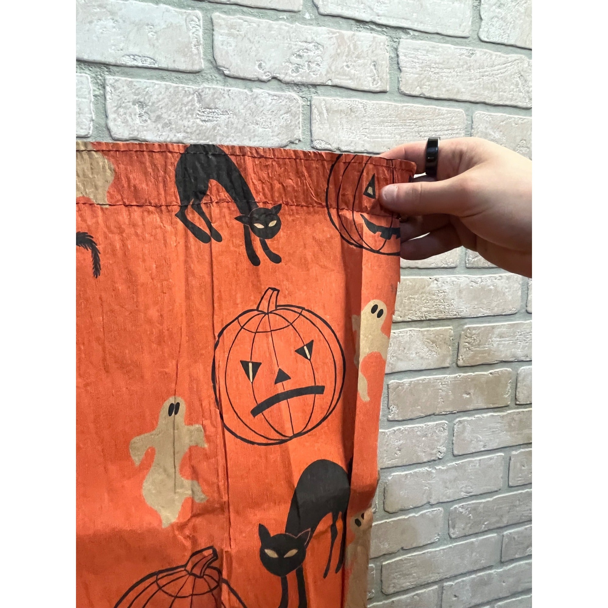 Vintage 1940s Halloween Crepe Paper Banner JOL Black Cats - As-Is