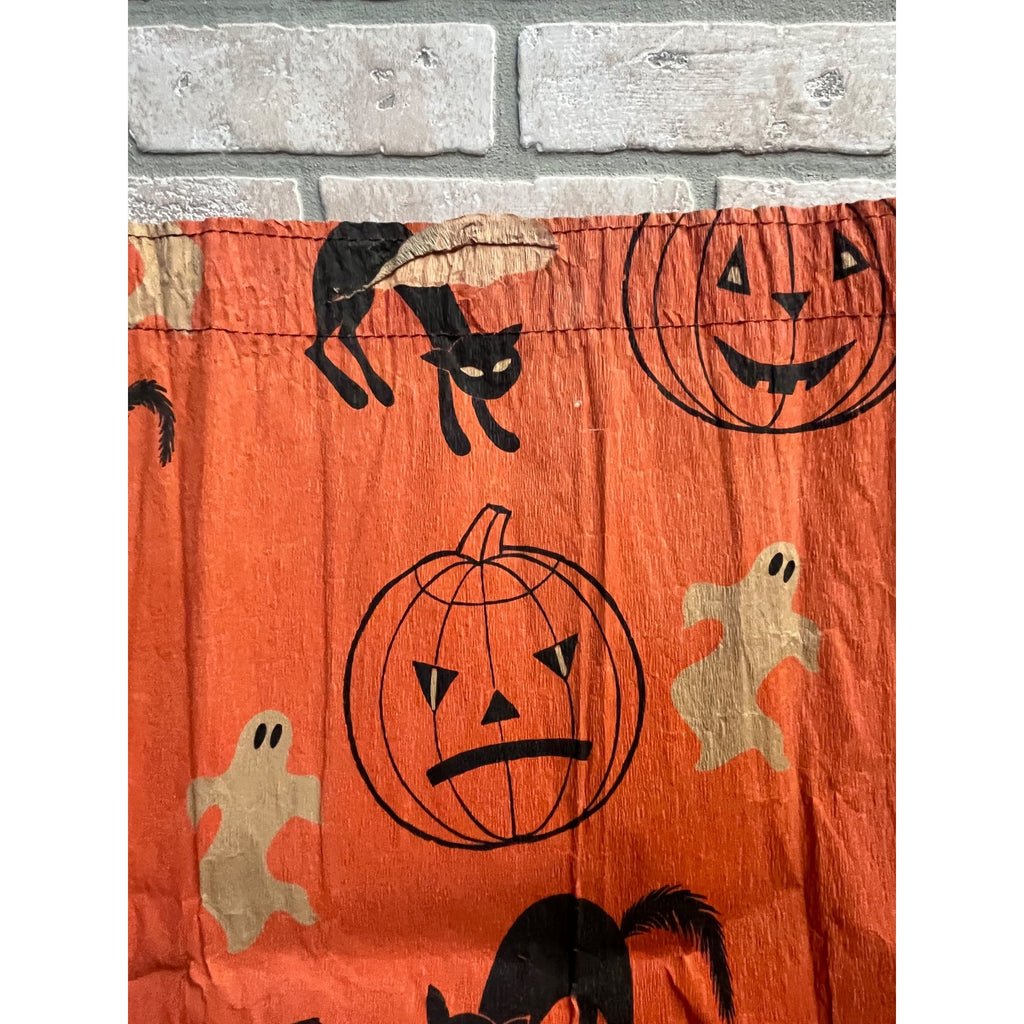 Vintage 1940s Halloween Crepe Paper Banner JOL Black Cats - As-Is