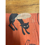 Vintage 1940s Halloween Crepe Paper Banner JOL Black Cats - As-Is