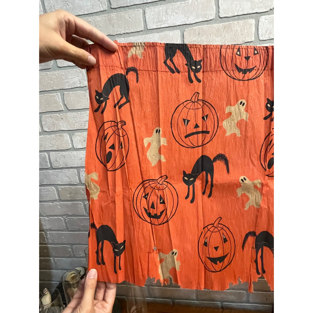 Vintage 1940s Halloween Crepe Paper Banner JOL Black Cats - As-Is