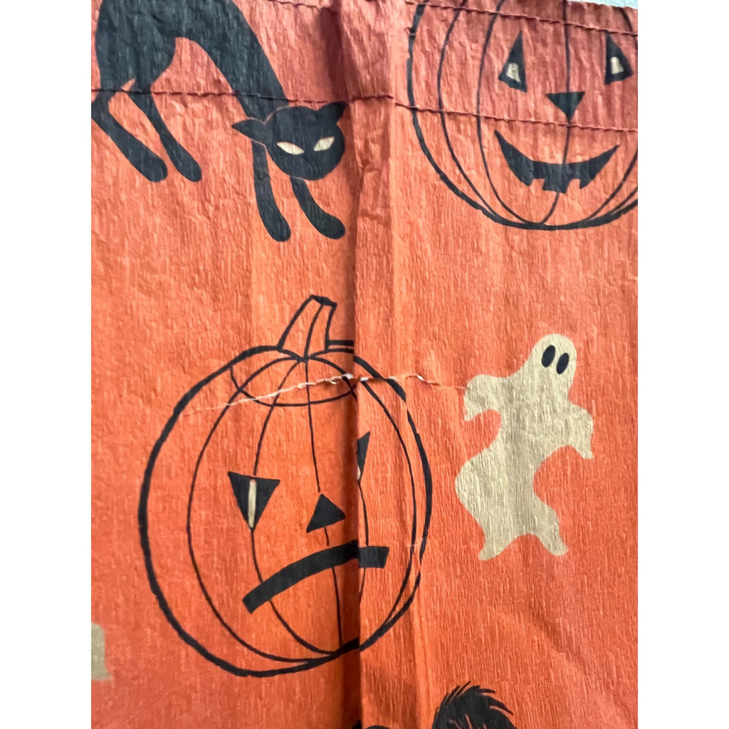 Vintage 1940s Halloween Crepe Paper Banner JOL Black Cats - As-Is