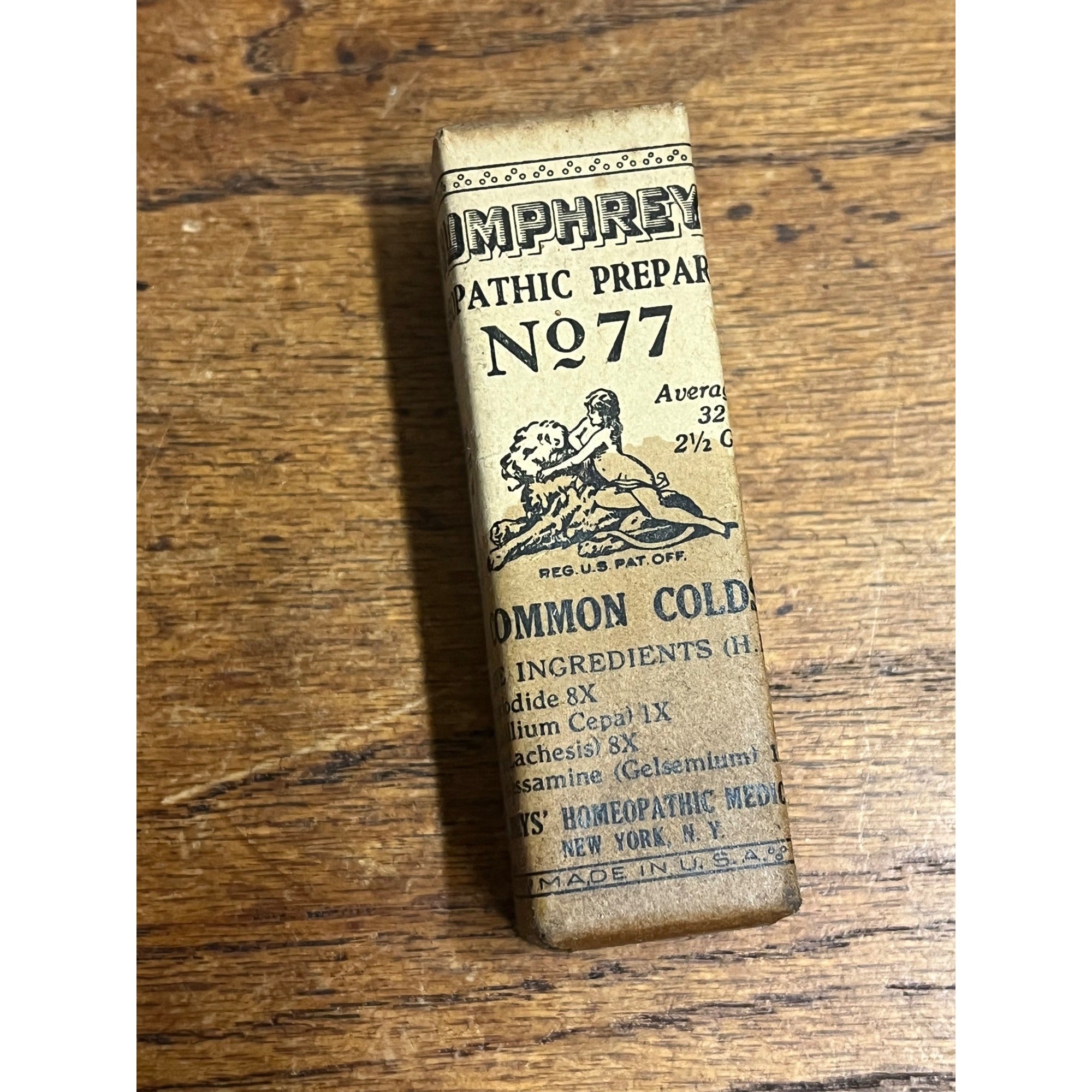 Vintage Lot 2 Humphreys Homeopathic Medicine No 10 Dyspepsia & No 77 Common Cold