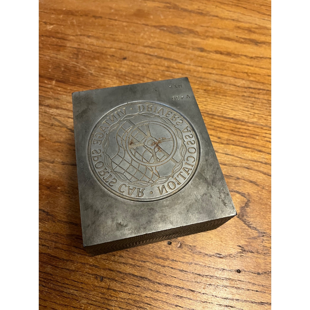 HUGE Vintage Sports Car Club of America VSCCA Metal Die Stamp Trophy Award Block