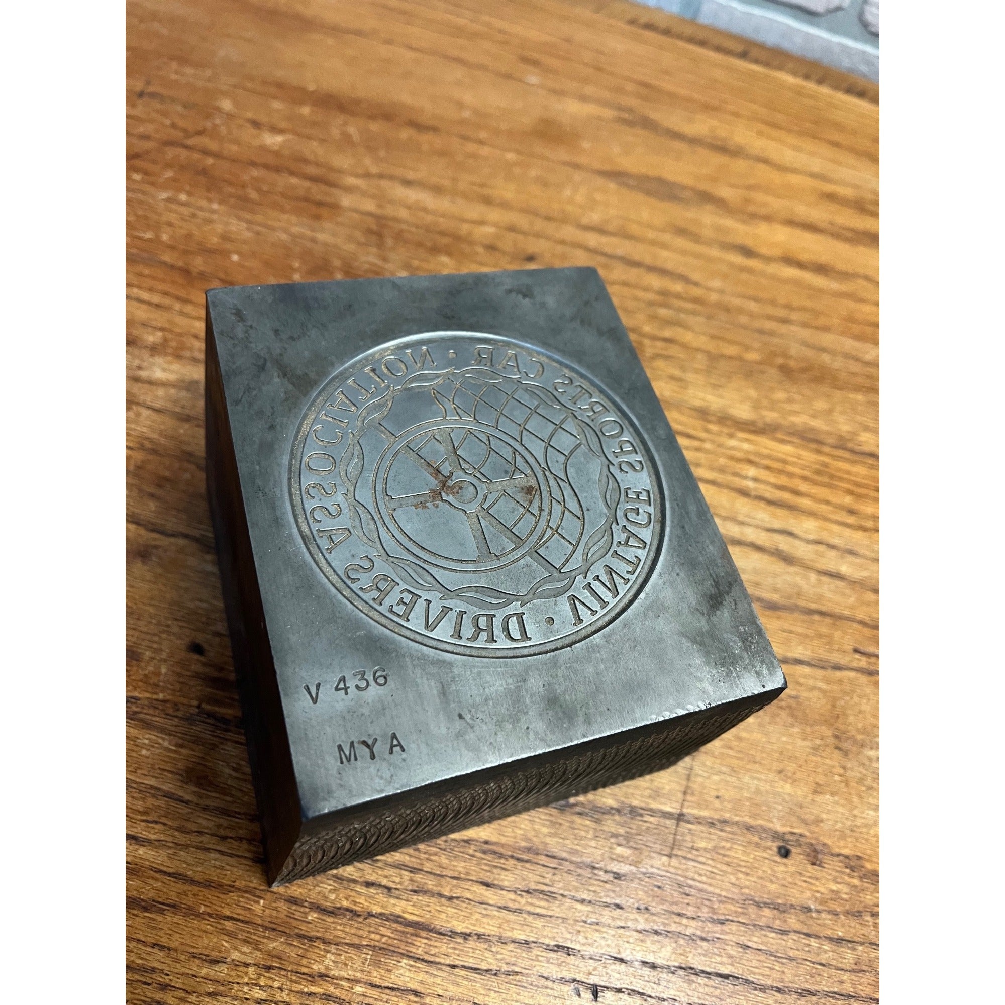 HUGE Vintage Sports Car Club of America VSCCA Metal Die Stamp Trophy Award Block