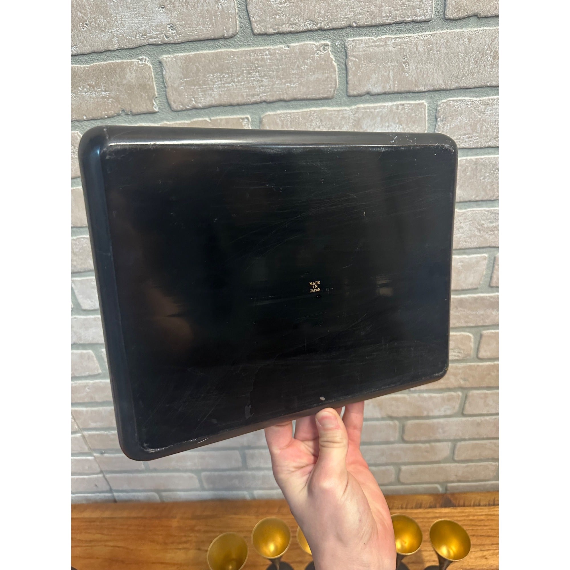 Vintage Mid Century Rooster Lacquer Wood Cocktail Shaker Set w/ Tray + 6 Glasses