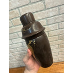 Vintage Mid Century Rooster Lacquer Wood Cocktail Shaker Set w/ Tray + 6 Glasses