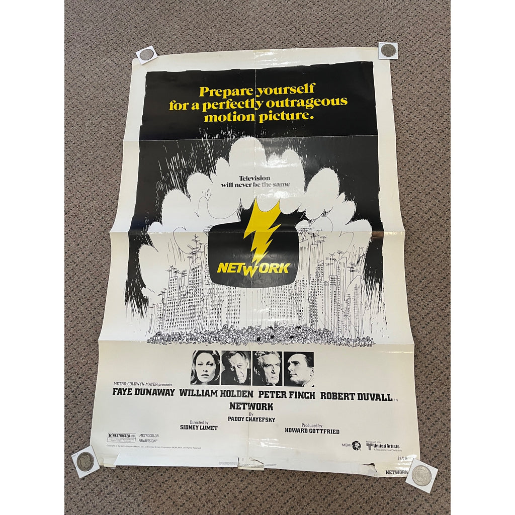 Vintage 1976 Network One-Sheet Original Movie Poster 27x41 Faye Dunaway William Holden Peter Finch