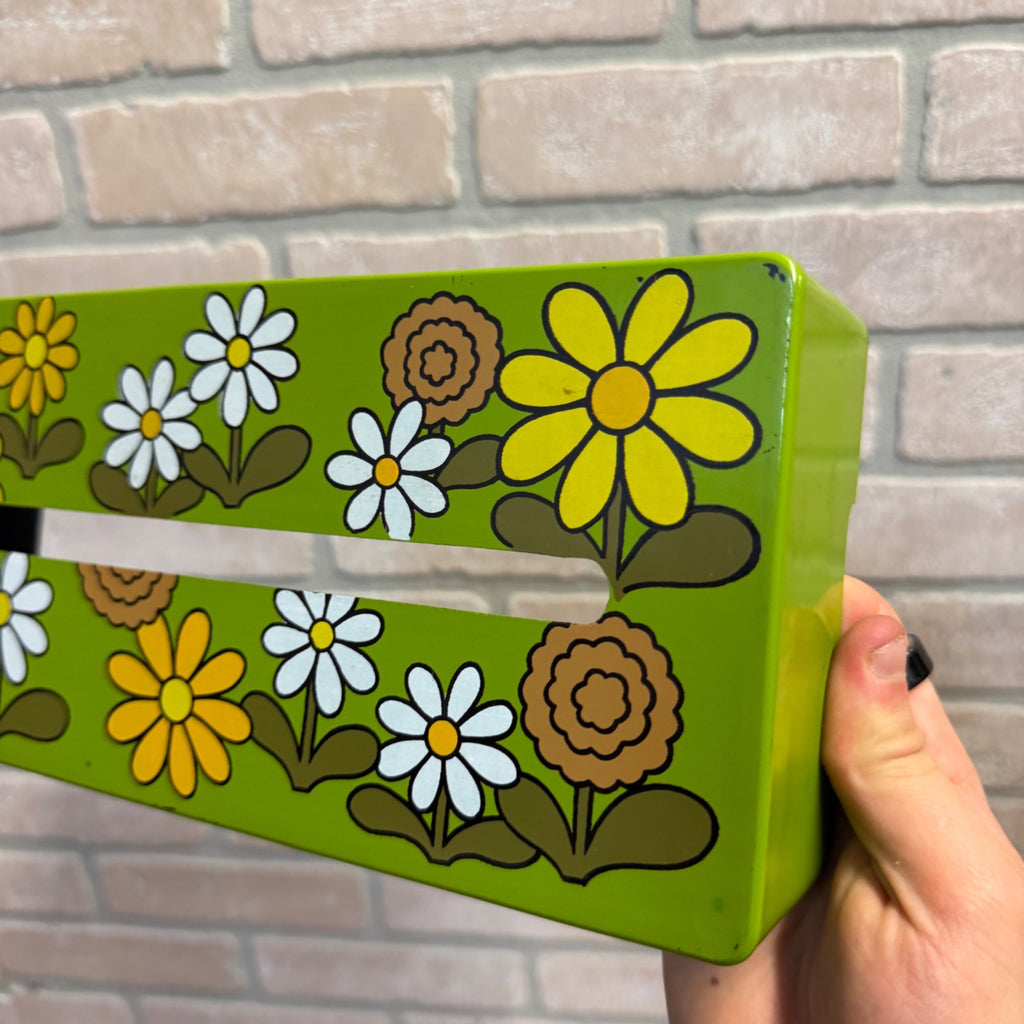 Vintage Plastic Long Tissue Box Cover With Groovy 1970's Floral Earth Tones Hippie