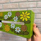 Vintage Plastic Long Tissue Box Cover With Groovy 1970's Floral Earth Tones Hippie