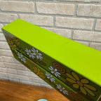 Vintage Plastic Long Tissue Box Cover With Groovy 1970's Floral Earth Tones Hippie