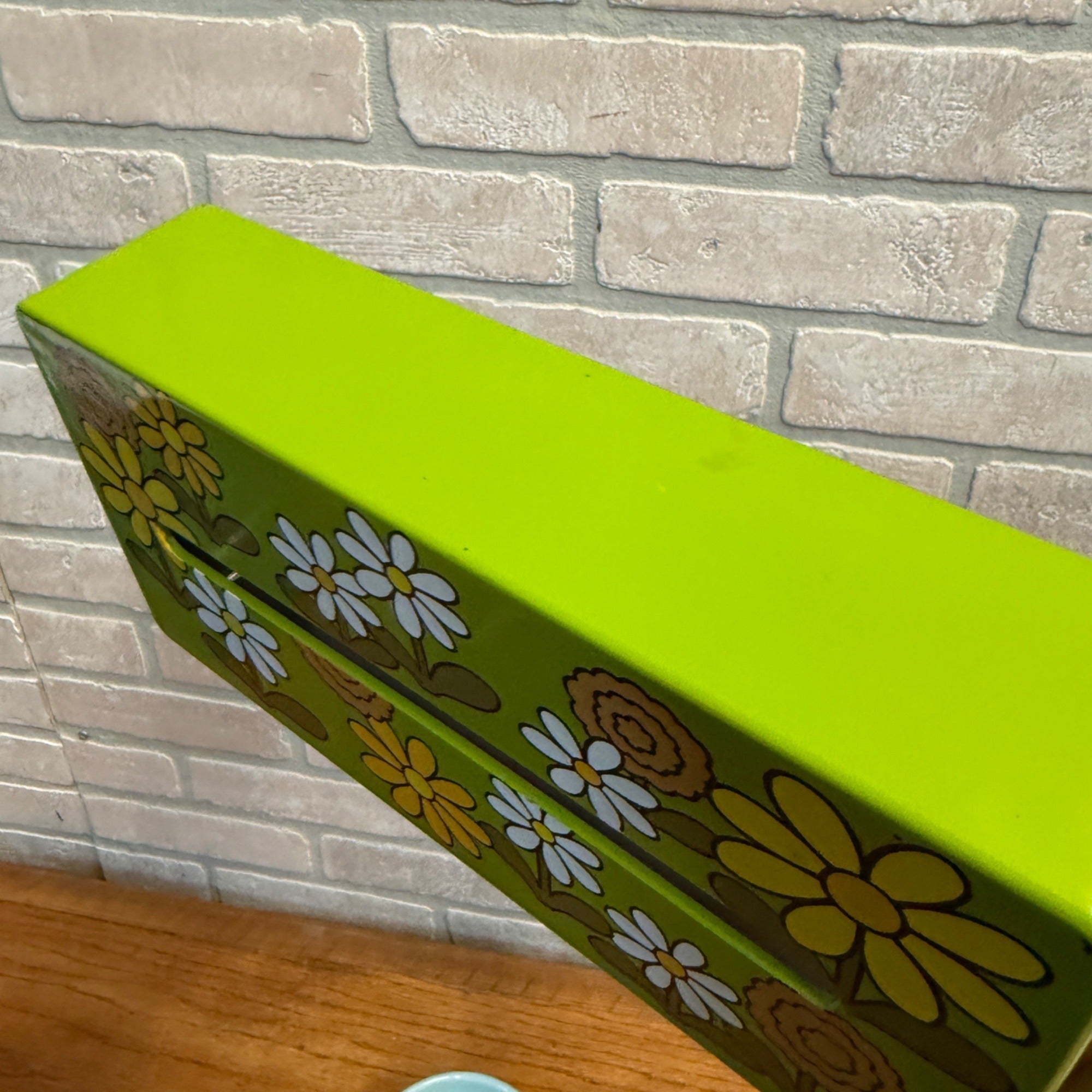 Vintage Plastic Long Tissue Box Cover With Groovy 1970's Floral Earth Tones Hippie
