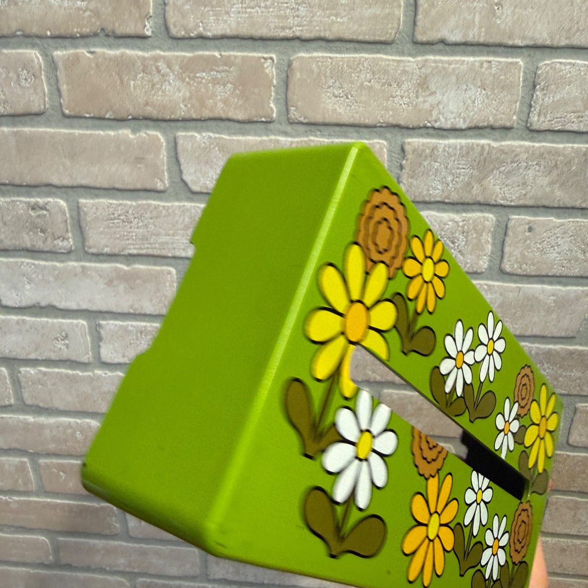 Vintage Plastic Long Tissue Box Cover With Groovy 1970's Floral Earth Tones Hippie