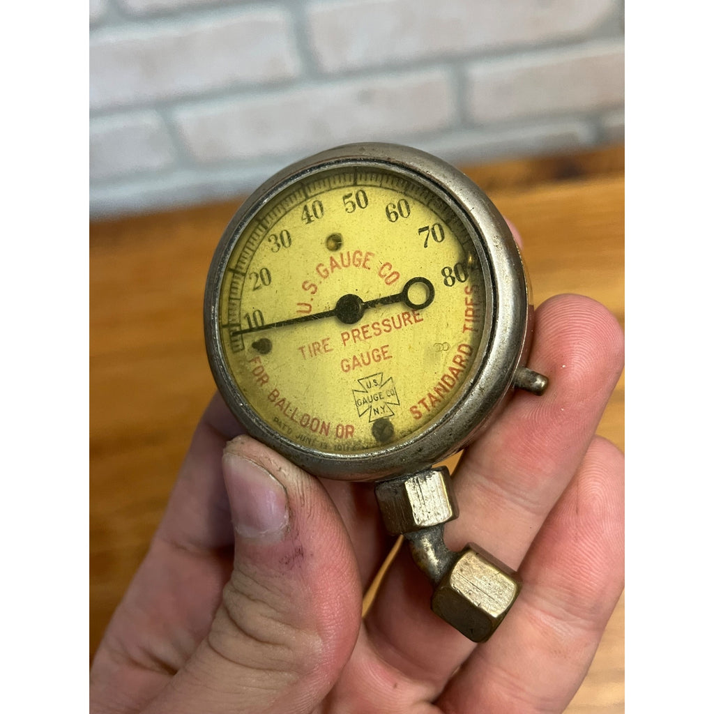 Vintage Lot (3) Automobile Balloon Tire Gauges Schrader, US Gauge Co. + Brass