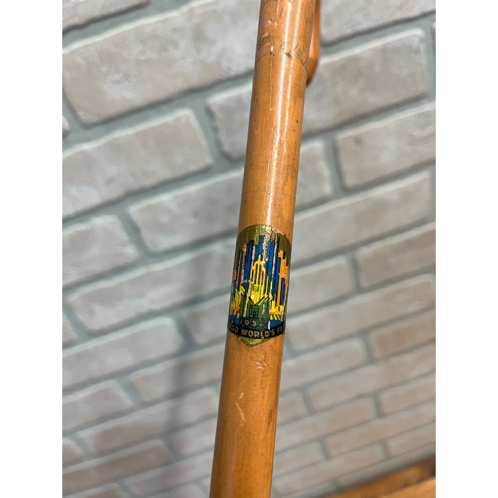 Vintage 1934 Chicago World's Fair Souvenir Can Wood Walking Stick