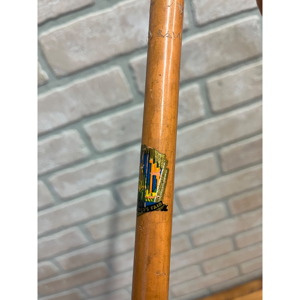 Vintage 1934 Chicago World's Fair Souvenir Can Wood Walking Stick