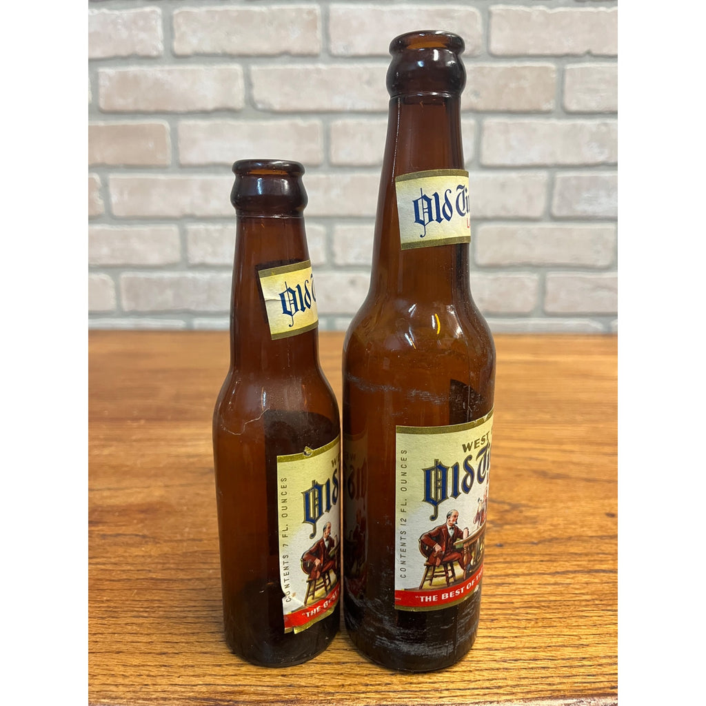 Vintage 60s Lithia Old Timer's Beer Paper Label Bottles West Bend Wis 12oz & 7oz