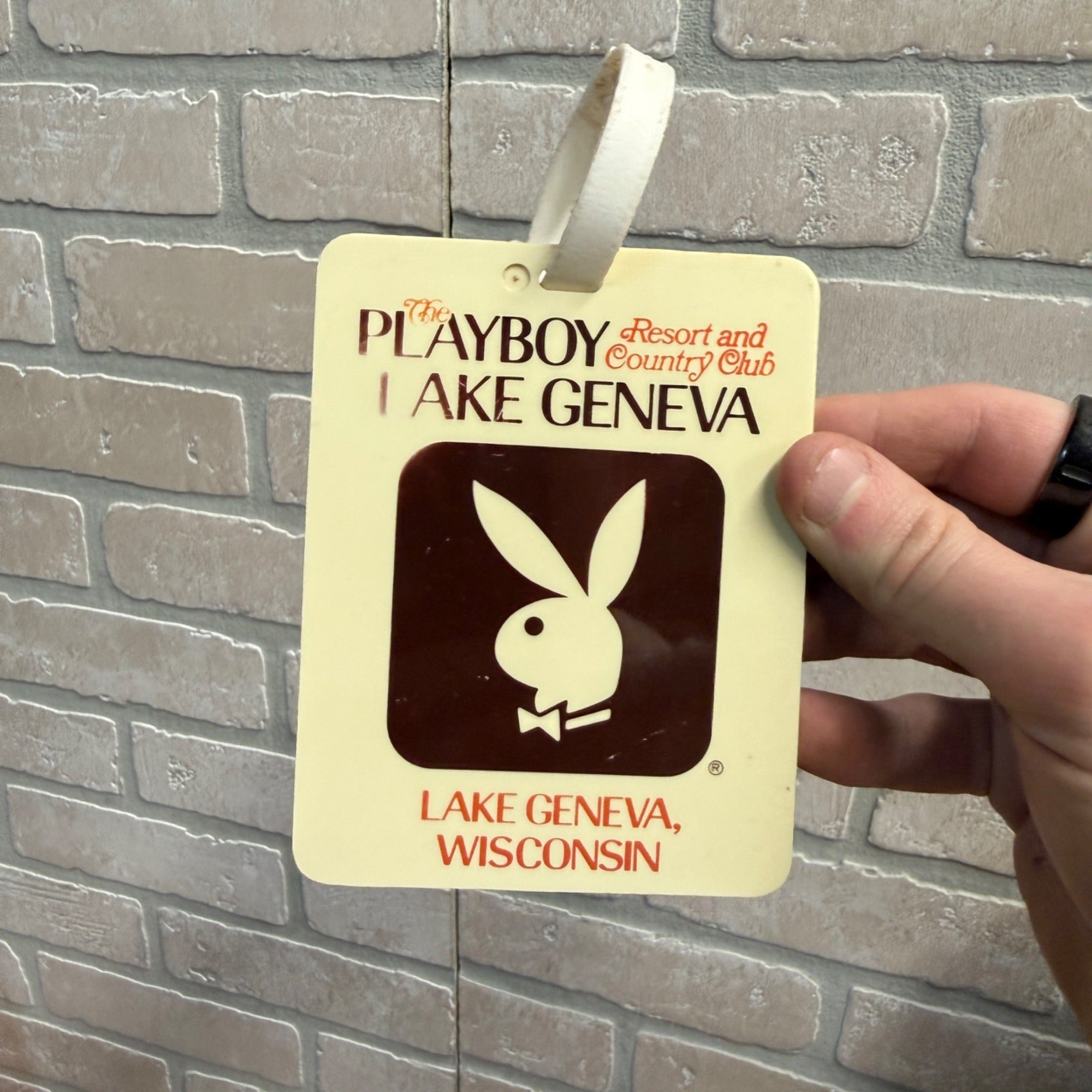 RARE Vintage Playboy Resort & Country Club PGA Used Golf Bag Tag Lake Geneva