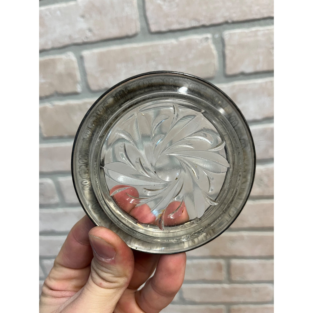 Vintage Amston Laben Glass Crystal Sterling Silver Rimmed Coaster 4"
