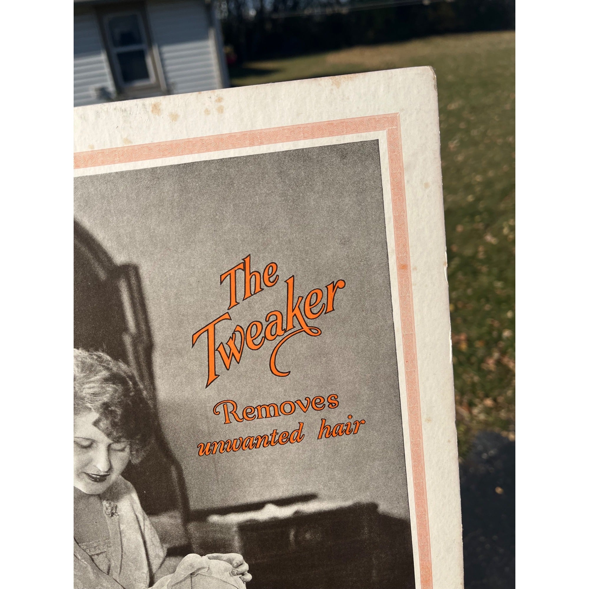 Vintage The Tweaker Ladies Razor Cardboard Advertising Sign Easel Store Display