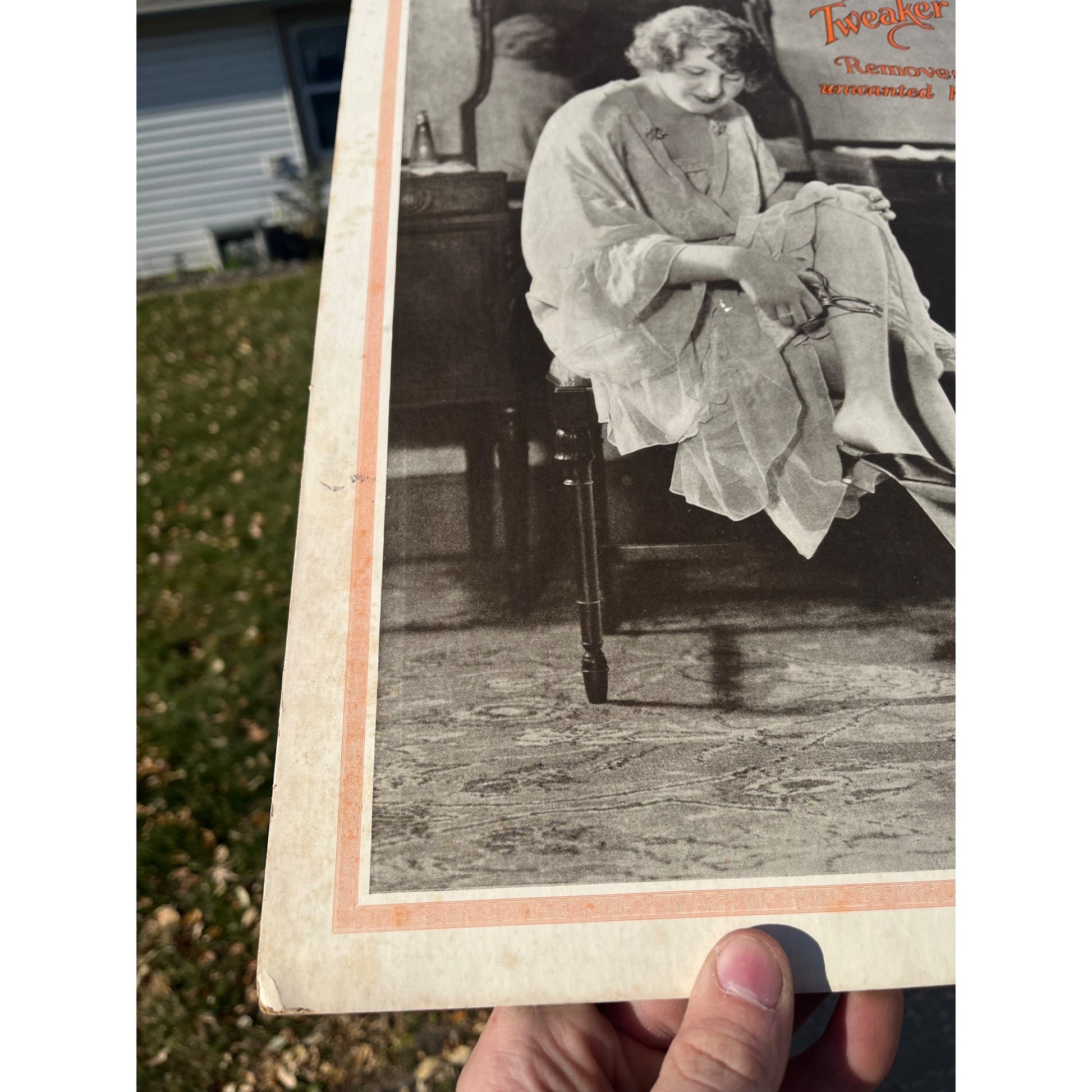 Vintage The Tweaker Ladies Razor Cardboard Advertising Sign Easel Store Display