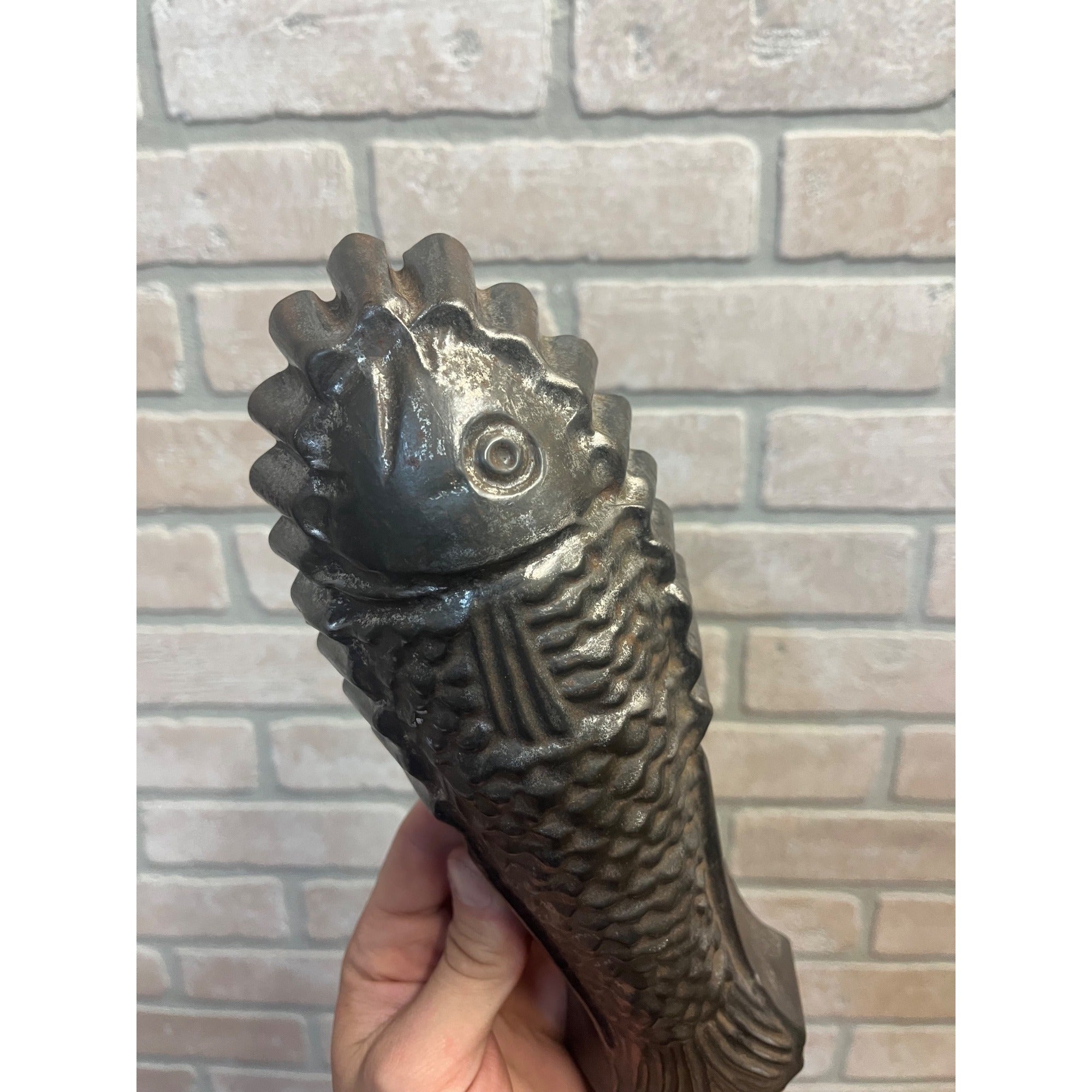 Vintage Tin Fish Mold Primitive Kitchen Decor 1940s Farmhouse