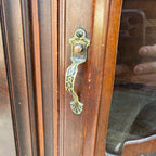 Vintage 1930s Art Deco Kitchen Curio China Cabinet Hutch Jacobean Tudor Antique Glass Display
