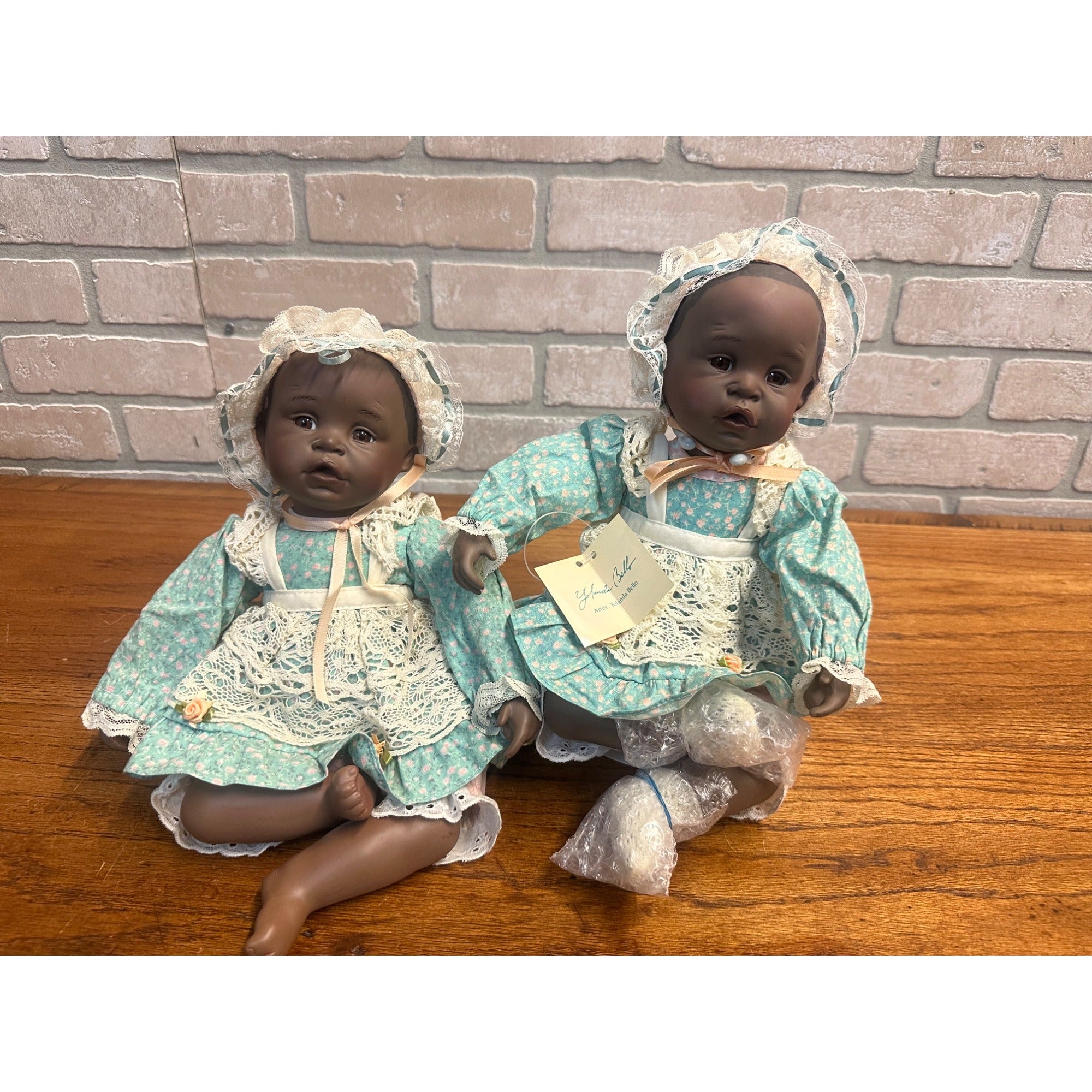 Vintage Ashton Drake Baby Danielle Black Porcelain Artist Yolanda Bello Dolls Pair
