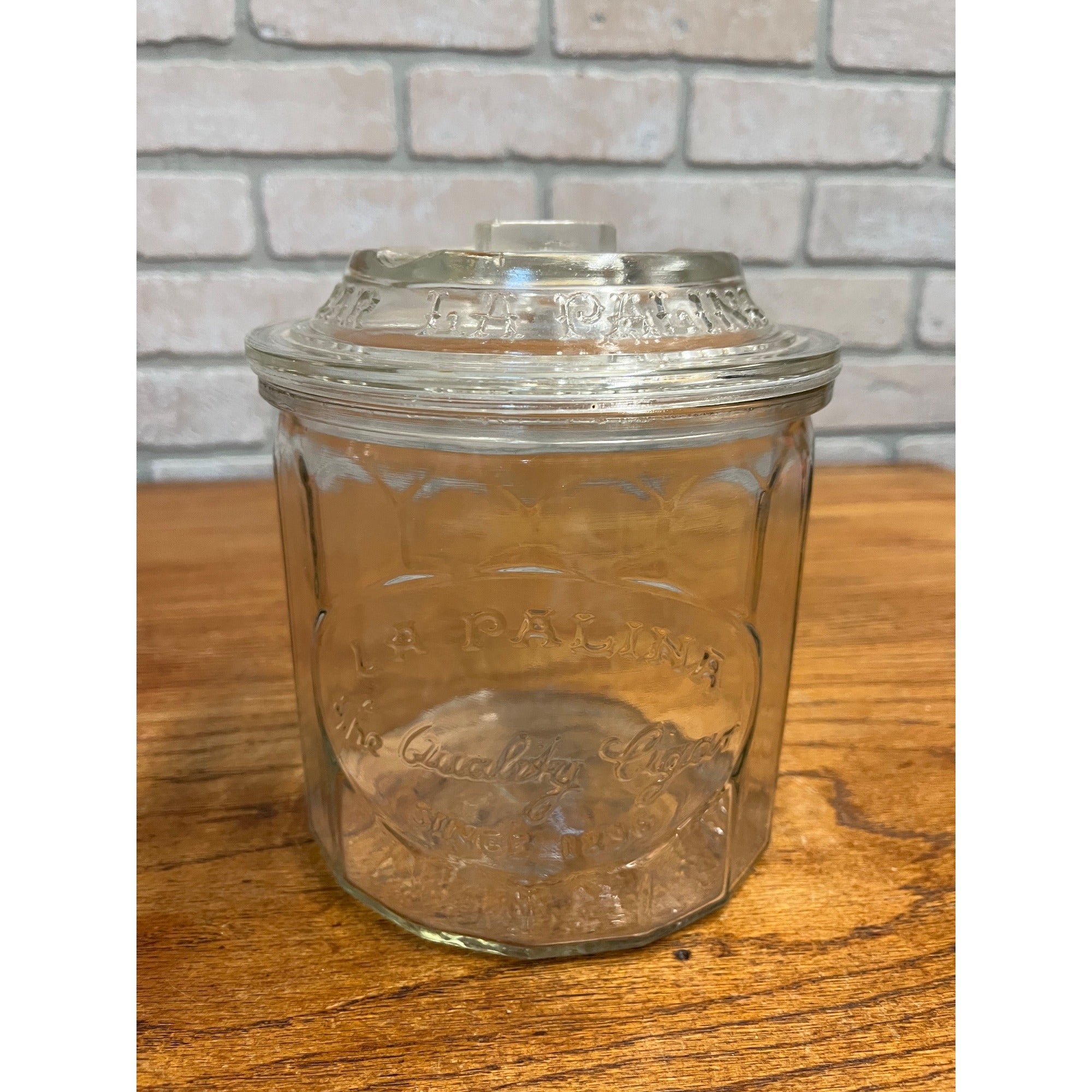 Vintage 1920s La Palina Quality Congress Cigar Co Clear Glass Jar Humidor w/ Lid