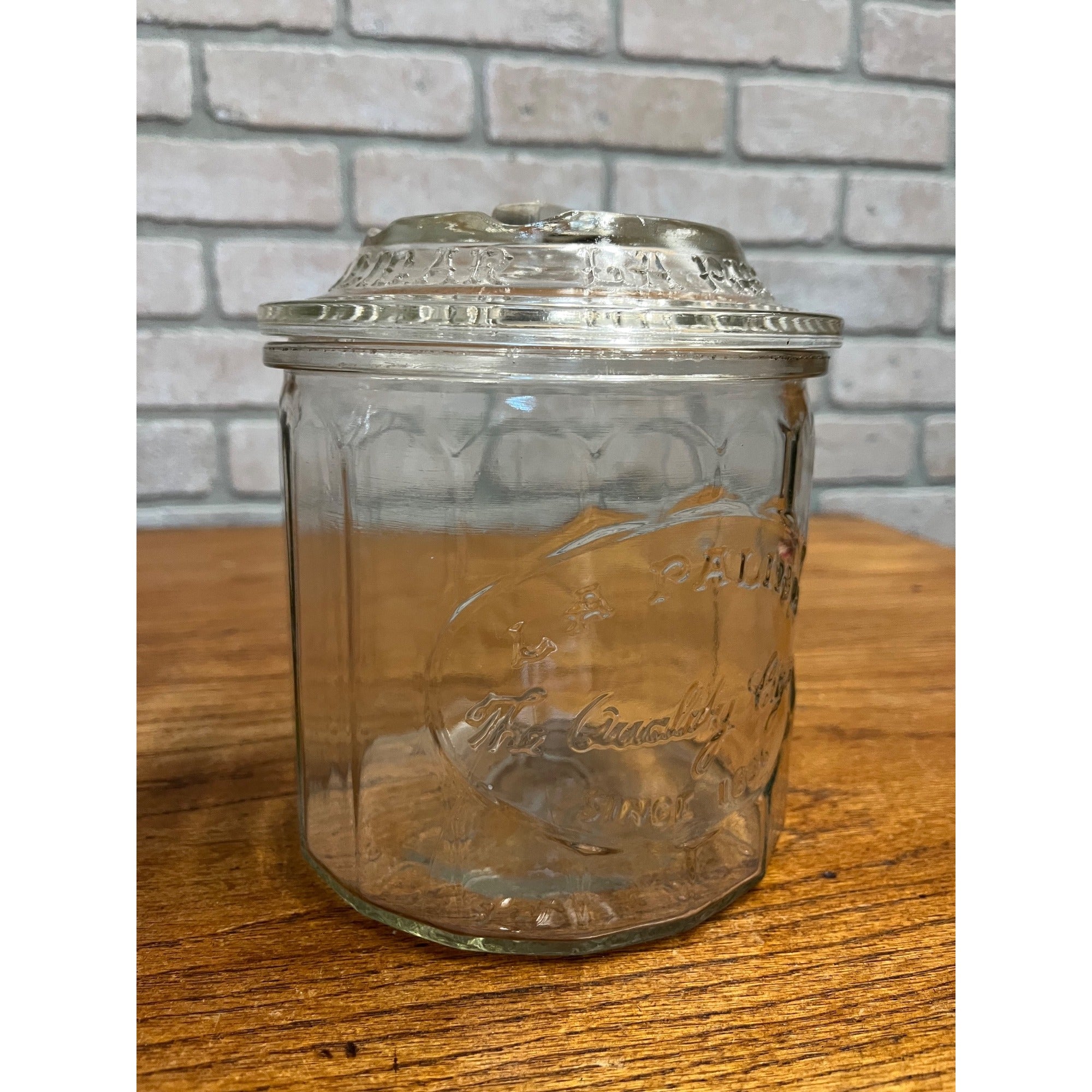 Vintage 1920s La Palina Quality Congress Cigar Co Clear Glass Jar Humidor w/ Lid