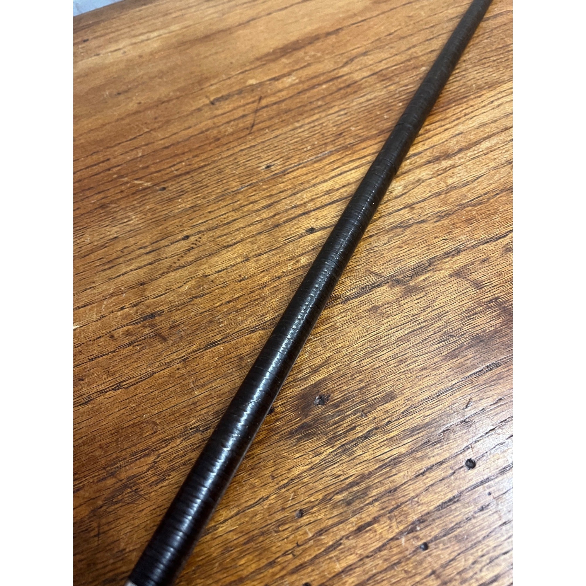 Antique 19th c. Stacked Leather Ring Walking Cane Swagger Stick 34" -  1890s