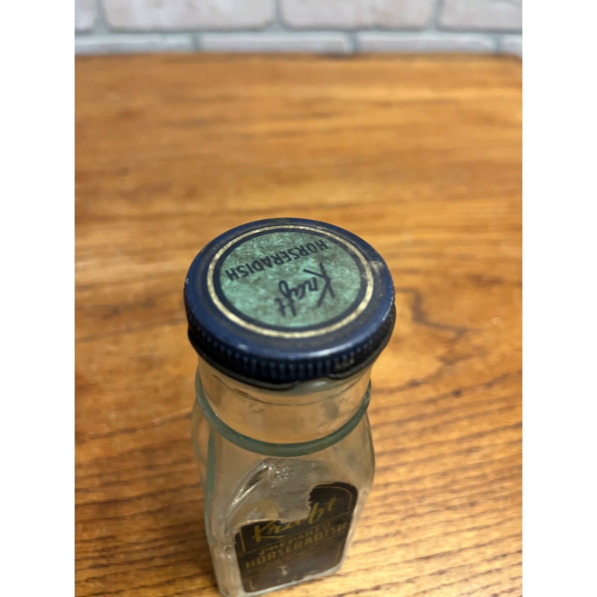 Vintage 1940s Kraft Foods Horseradish Glass Jar Advertising Tin Lid