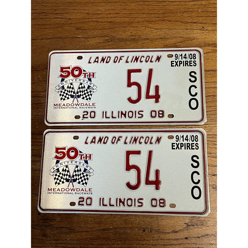2008 Illinois License Plate 50th Anniversary Meadowdale International Raceway 54