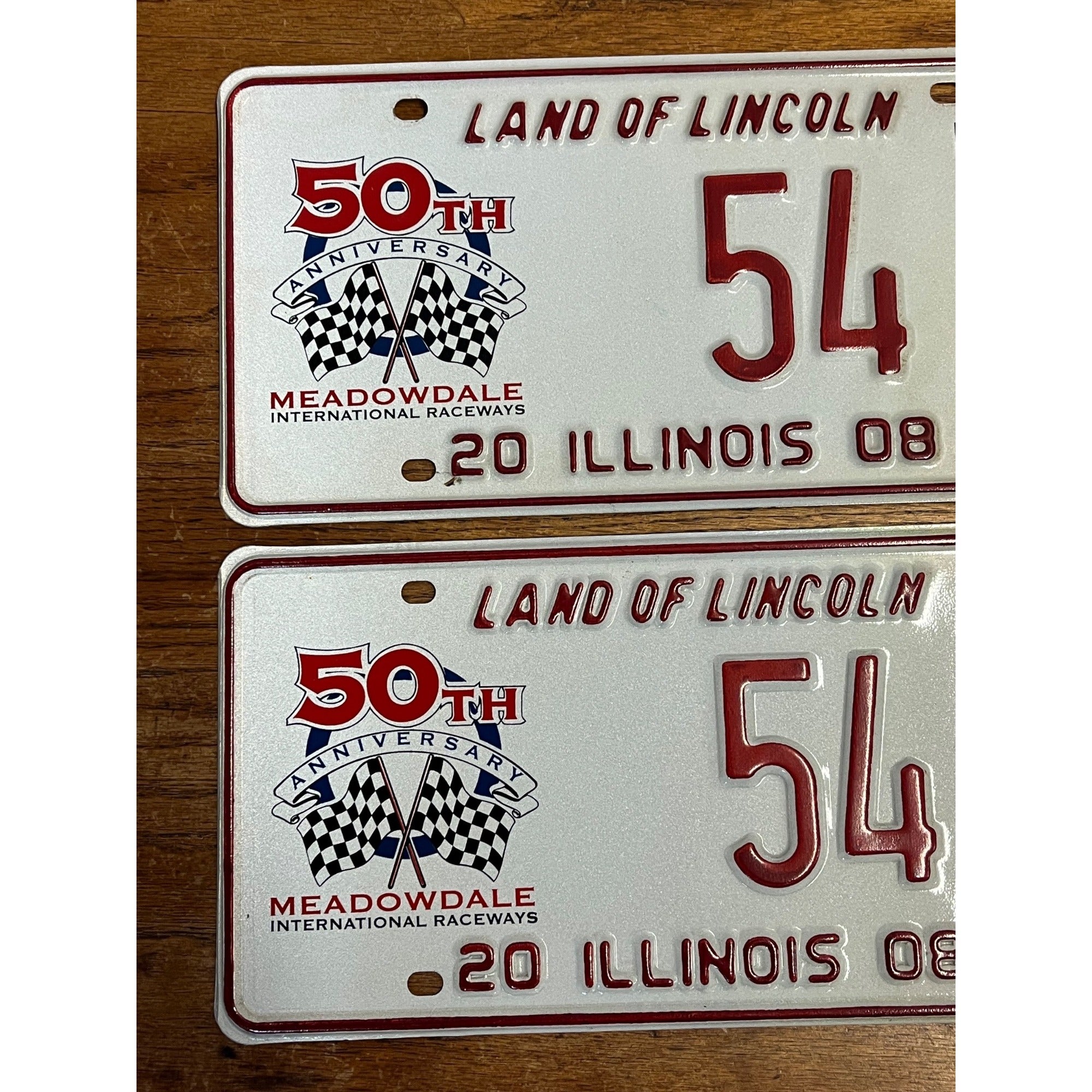 2008 Illinois License Plate 50th Anniversary Meadowdale International Raceway 54