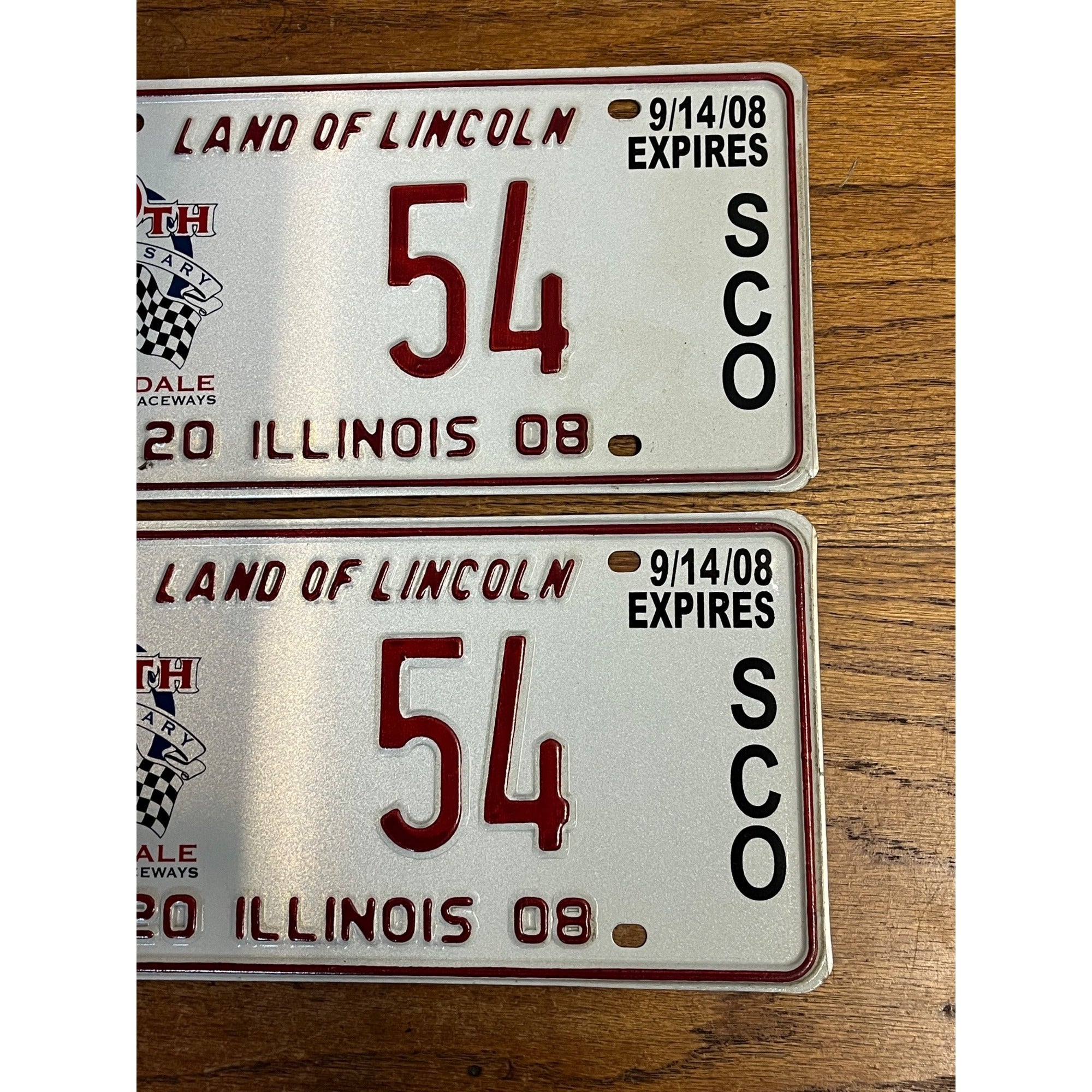 2008 Illinois License Plate 50th Anniversary Meadowdale International Raceway 54