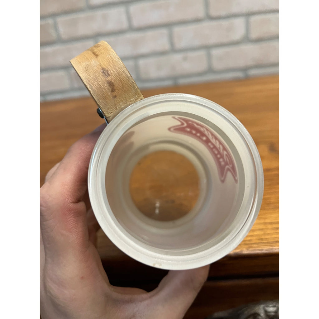 Vintage 1960s Miller High Life Beer Glass Mug Wood Handle Siesta Ware Stein