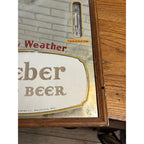 Vintage Weber Waukesha Beer Mirror Advertising Bar Sign Thermometer Weather Gauge