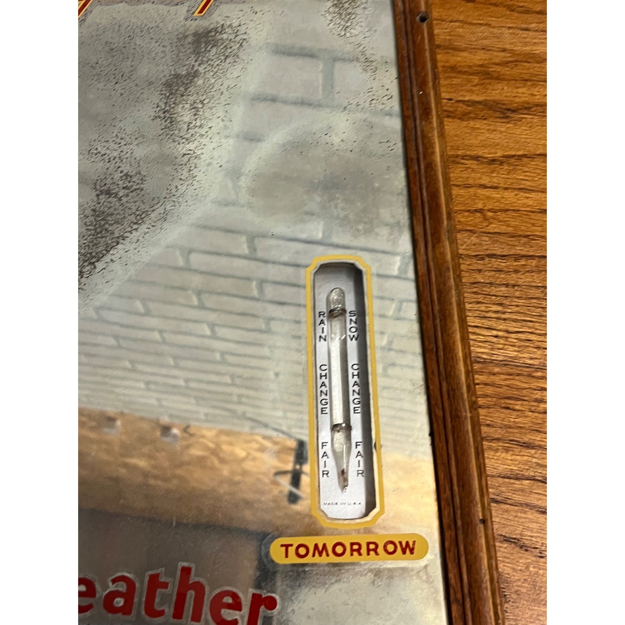 Vintage Weber Waukesha Beer Mirror Advertising Bar Sign Thermometer Weather Gauge