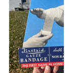 Vintage FirstAid Medical Bandage Cardboard Advertising Easel Sign Store Display